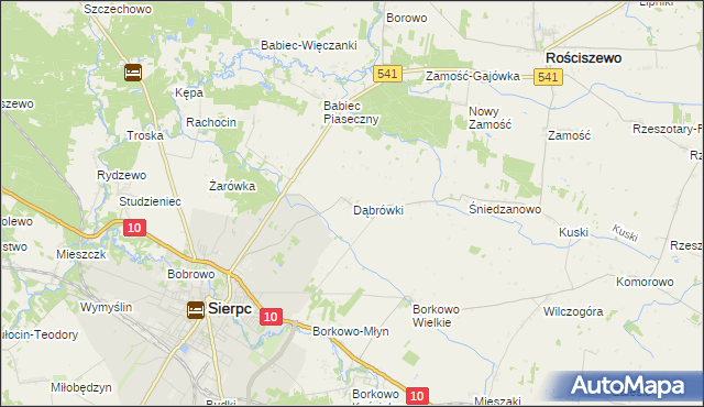 mapa Dąbrówki gmina Sierpc, Dąbrówki gmina Sierpc na mapie Targeo