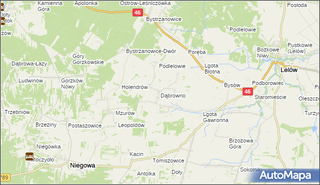 mapa Dąbrowno gmina Niegowa, Dąbrowno gmina Niegowa na mapie Targeo