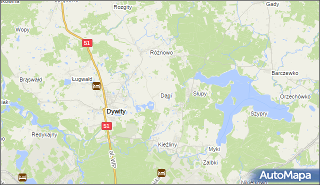 mapa Dągi, Dągi na mapie Targeo