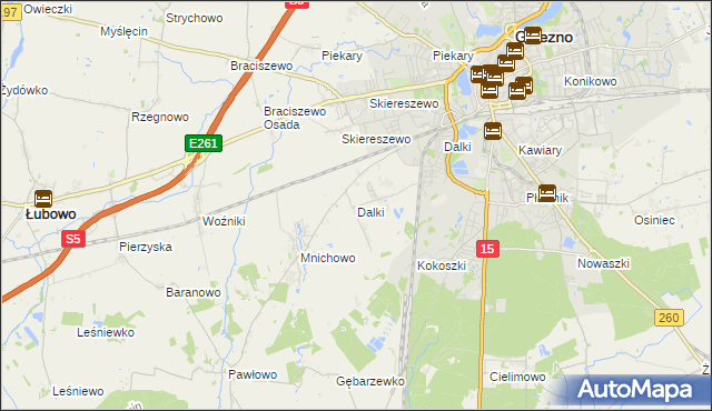 mapa Dalki, Dalki na mapie Targeo