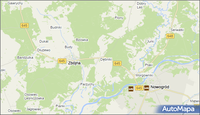 mapa Dębniki gmina Zbójna, Dębniki gmina Zbójna na mapie Targeo