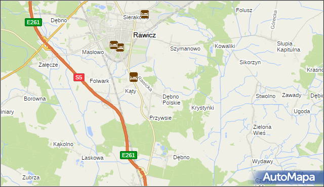 mapa Dębno Polskie, Dębno Polskie na mapie Targeo