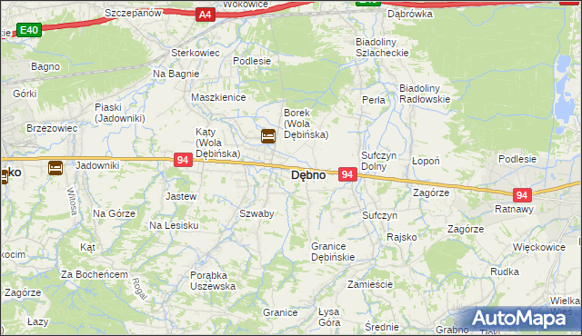 mapa Dębno powiat brzeski, Dębno powiat brzeski na mapie Targeo