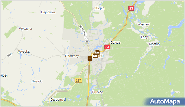 mapa Dębno powiat myśliborski, Dębno powiat myśliborski na mapie Targeo