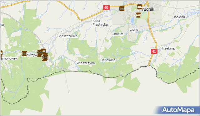 mapa Dębowiec gmina Prudnik, Dębowiec gmina Prudnik na mapie Targeo