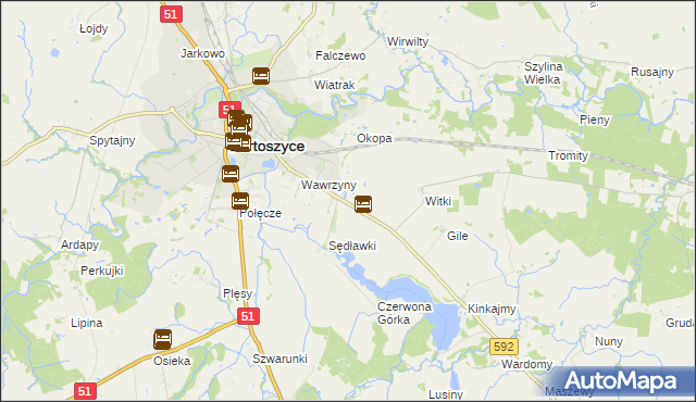 mapa Dębówko gmina Bartoszyce, Dębówko gmina Bartoszyce na mapie Targeo