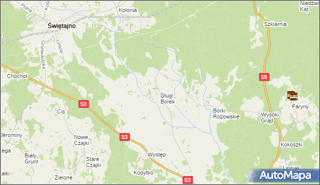 mapa Długi Borek, Długi Borek na mapie Targeo