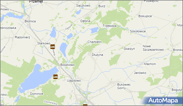 mapa Dłużyna gmina Włoszakowice, Dłużyna gmina Włoszakowice na mapie Targeo