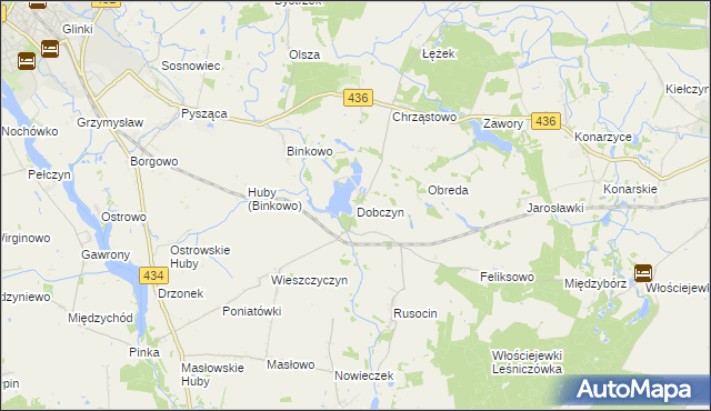 mapa Dobczyn gmina Śrem, Dobczyn gmina Śrem na mapie Targeo