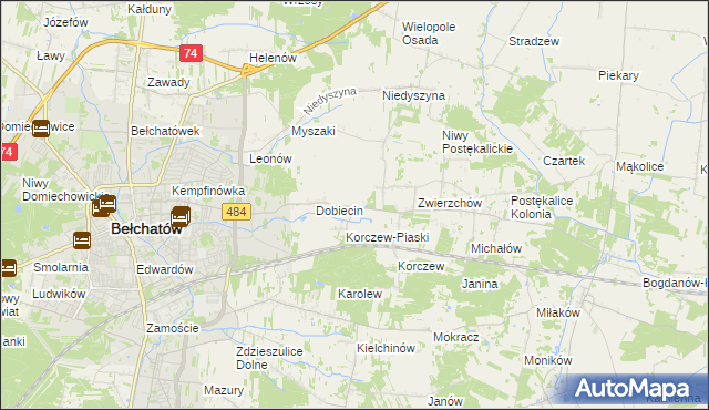 mapa Dobiecin Osada, Dobiecin Osada na mapie Targeo