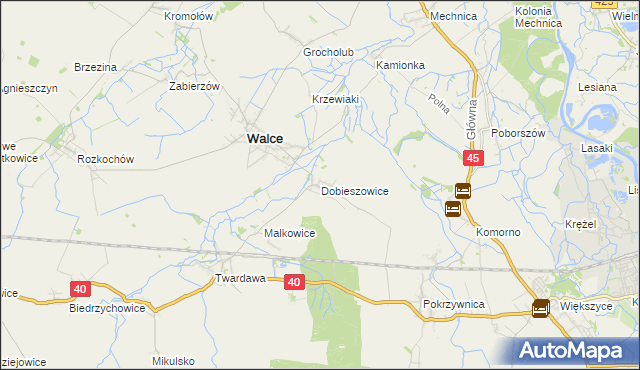 mapa Dobieszowice gmina Walce, Dobieszowice gmina Walce na mapie Targeo