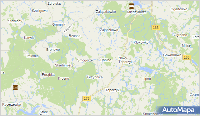 mapa Dobino gmina Połczyn-Zdrój, Dobino gmina Połczyn-Zdrój na mapie Targeo