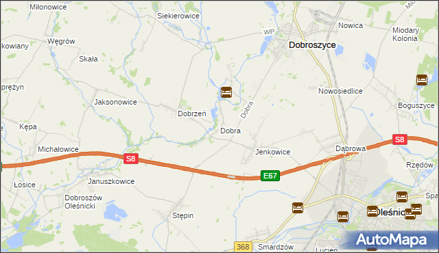 mapa Dobra gmina Dobroszyce, Dobra gmina Dobroszyce na mapie Targeo