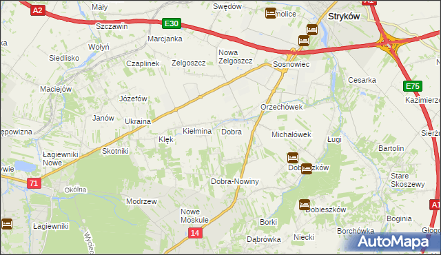 mapa Dobra gmina Stryków, Dobra gmina Stryków na mapie Targeo