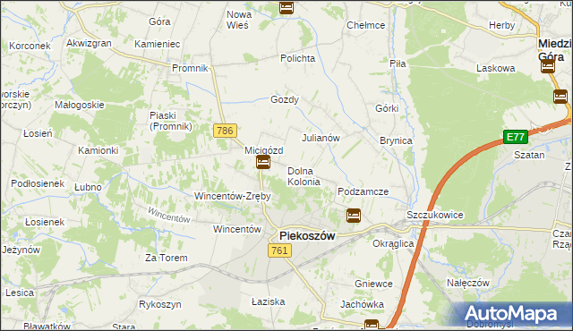 mapa Dolna Kolonia, Dolna Kolonia na mapie Targeo