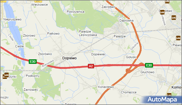mapa Dopiewiec, Dopiewiec na mapie Targeo