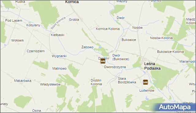 mapa Droblin gmina Leśna Podlaska, Droblin gmina Leśna Podlaska na mapie Targeo