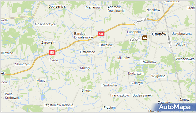 mapa Drwalewice gmina Chynów, Drwalewice gmina Chynów na mapie Targeo