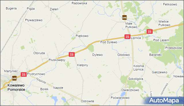 mapa Dylewo gmina Kowalewo Pomorskie, Dylewo gmina Kowalewo Pomorskie na mapie Targeo