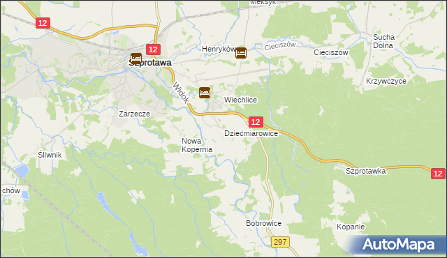 mapa Dziećmiarowice, Dziećmiarowice na mapie Targeo