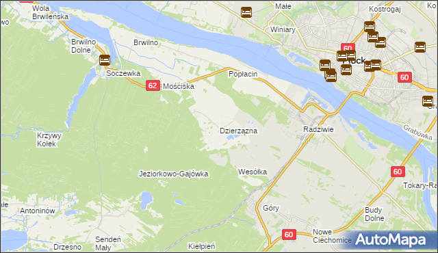 mapa Dzierzązna gmina Nowy Duninów, Dzierzązna gmina Nowy Duninów na mapie Targeo