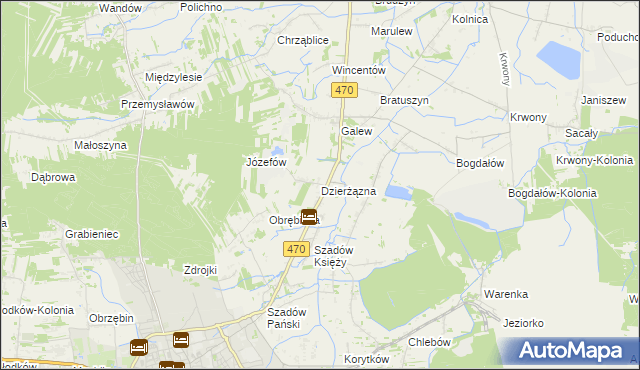 mapa Dzierżązna gmina Turek, Dzierżązna gmina Turek na mapie Targeo