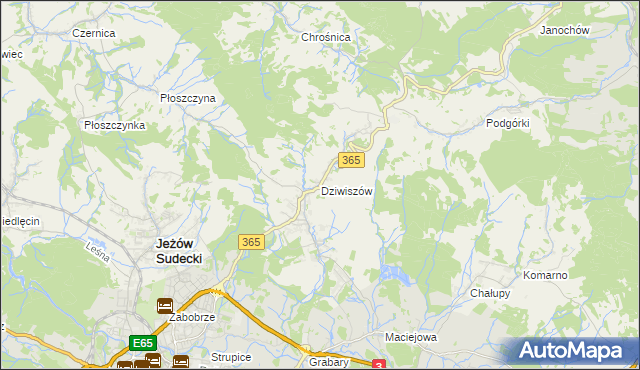 mapa Dziwiszów, Dziwiszów na mapie Targeo