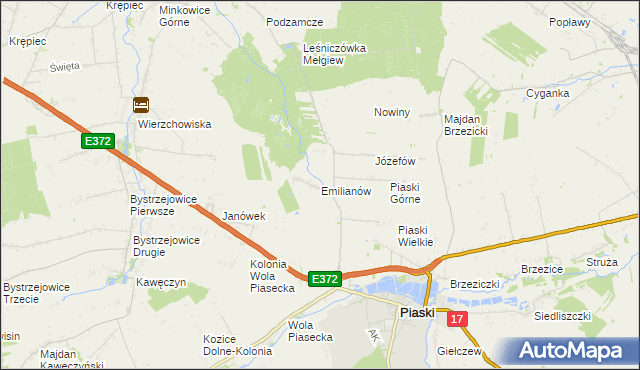 mapa Emilianów gmina Piaski, Emilianów gmina Piaski na mapie Targeo