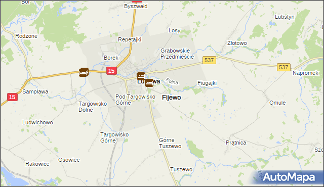 mapa Fijewo gmina Lubawa, Fijewo gmina Lubawa na mapie Targeo