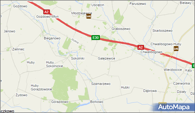 mapa Gałęzewice, Gałęzewice na mapie Targeo