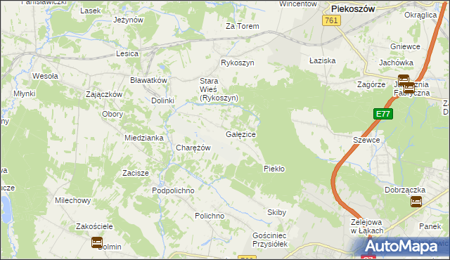 mapa Gałęzice, Gałęzice na mapie Targeo