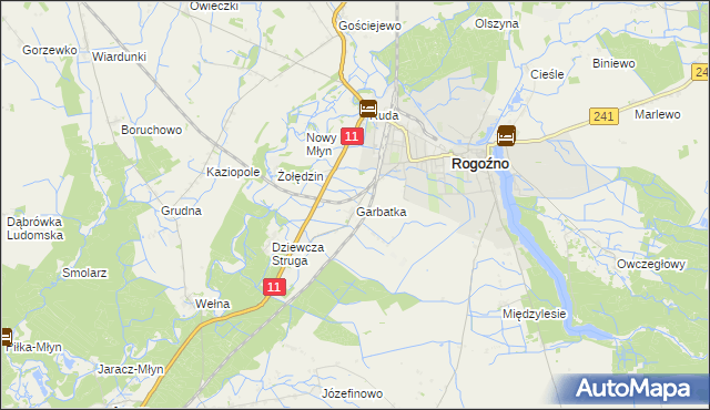 mapa Garbatka gmina Rogoźno, Garbatka gmina Rogoźno na mapie Targeo