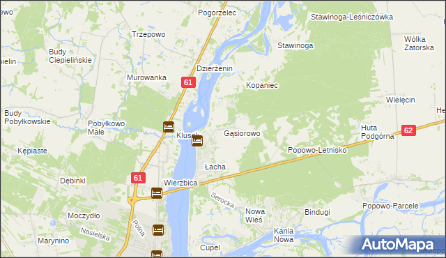 mapa Gąsiorowo gmina Serock, Gąsiorowo gmina Serock na mapie Targeo