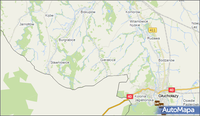 mapa Gierałcice gmina Głuchołazy, Gierałcice gmina Głuchołazy na mapie Targeo