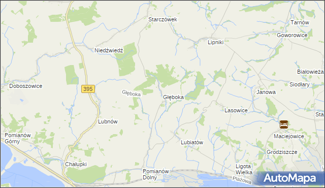 mapa Głęboka gmina Ziębice, Głęboka gmina Ziębice na mapie Targeo