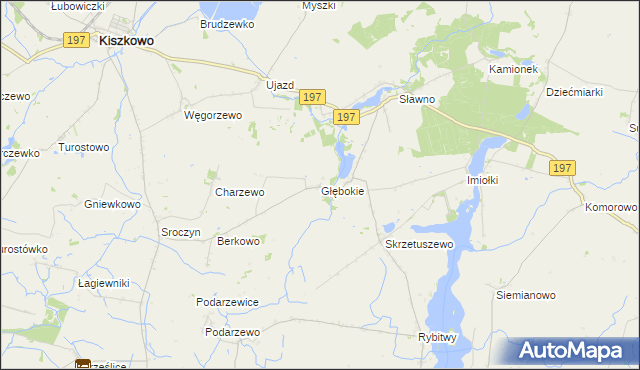 mapa Głębokie gmina Kiszkowo, Głębokie gmina Kiszkowo na mapie Targeo