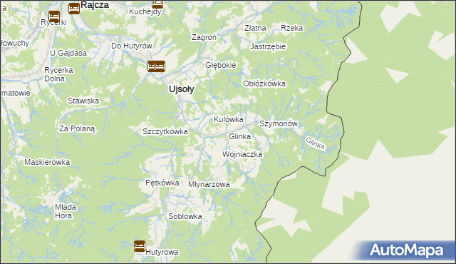 mapa Glinka gmina Ujsoły, Glinka gmina Ujsoły na mapie Targeo