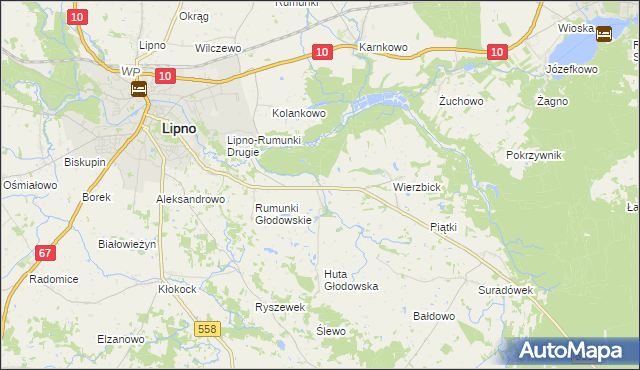 mapa Głodowo gmina Lipno, Głodowo gmina Lipno na mapie Targeo