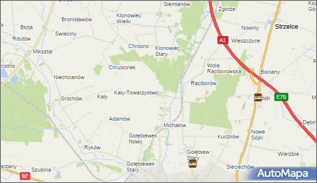 mapa Głogowiec gmina Kutno, Głogowiec gmina Kutno na mapie Targeo