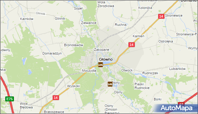 mapa Głowno, Głowno na mapie Targeo