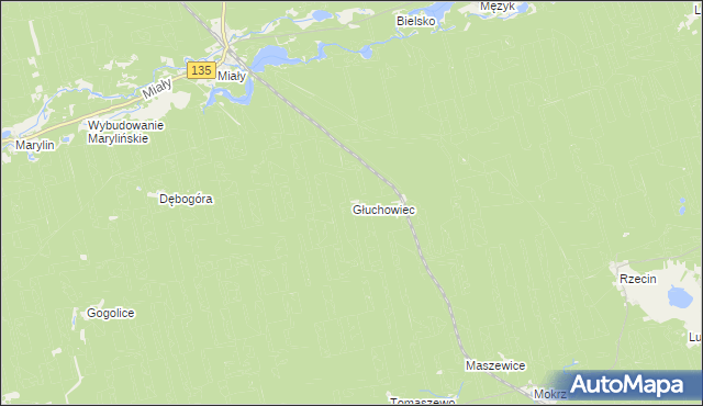 mapa Głuchowiec, Głuchowiec na mapie Targeo