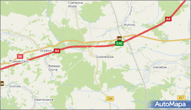 mapa Godzieszów, Godzieszów na mapie Targeo