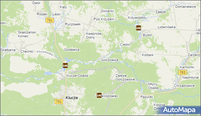 mapa Golczowice gmina Klucze, Golczowice gmina Klucze na mapie Targeo