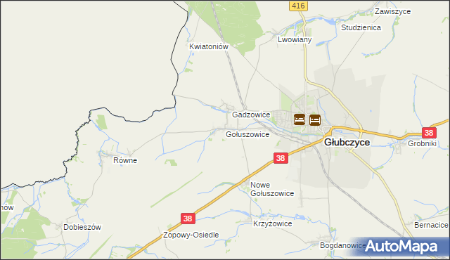 mapa Gołuszowice, Gołuszowice na mapie Targeo