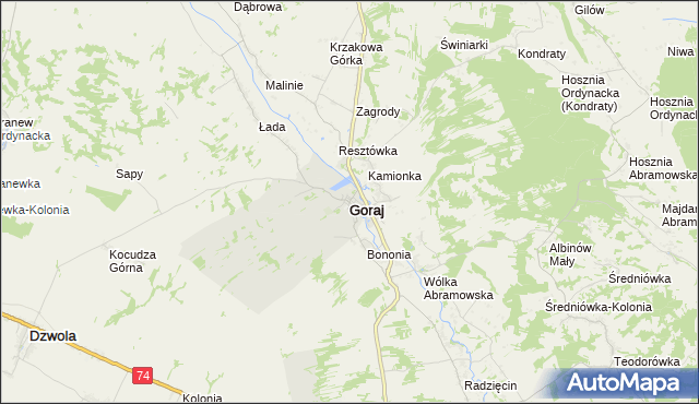 mapa Goraj powiat biłgorajski, Goraj powiat biłgorajski na mapie Targeo
