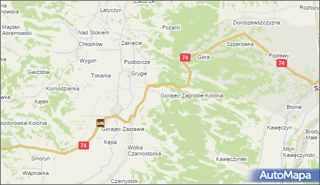 mapa Gorajec-Zagroble-Kolonia, Gorajec-Zagroble-Kolonia na mapie Targeo