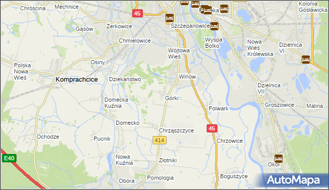 mapa Górki gmina Prószków, Górki gmina Prószków na mapie Targeo