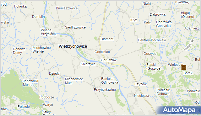 mapa Goruszów, Goruszów na mapie Targeo