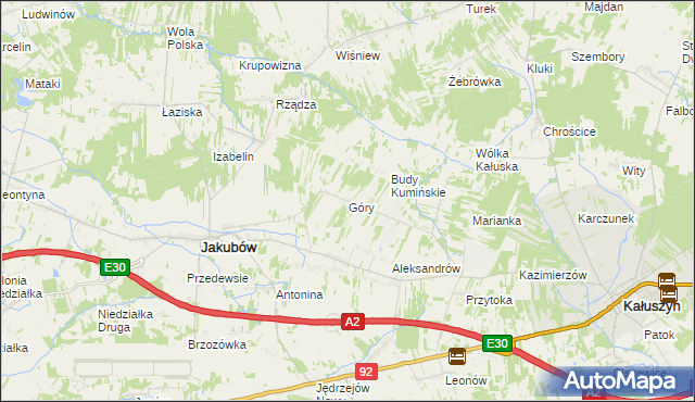 mapa Góry gmina Jakubów, Góry gmina Jakubów na mapie Targeo