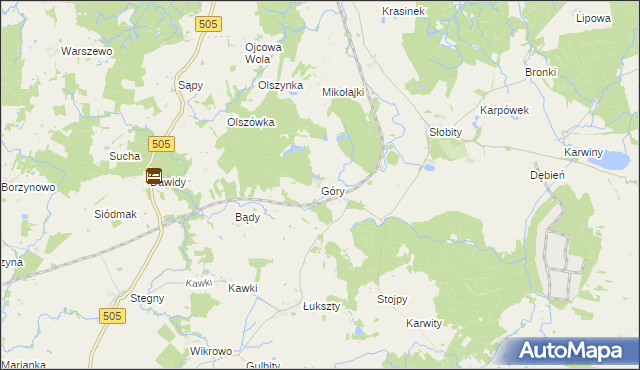 mapa Góry gmina Wilczęta, Góry gmina Wilczęta na mapie Targeo
